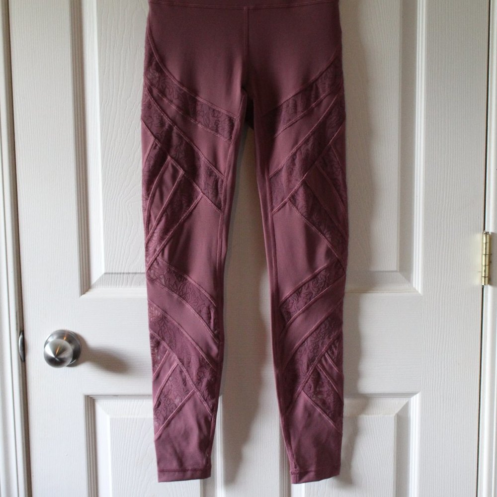 Lululemon Wunder Under Mauve High Rise Lace Mesh Leggings 4